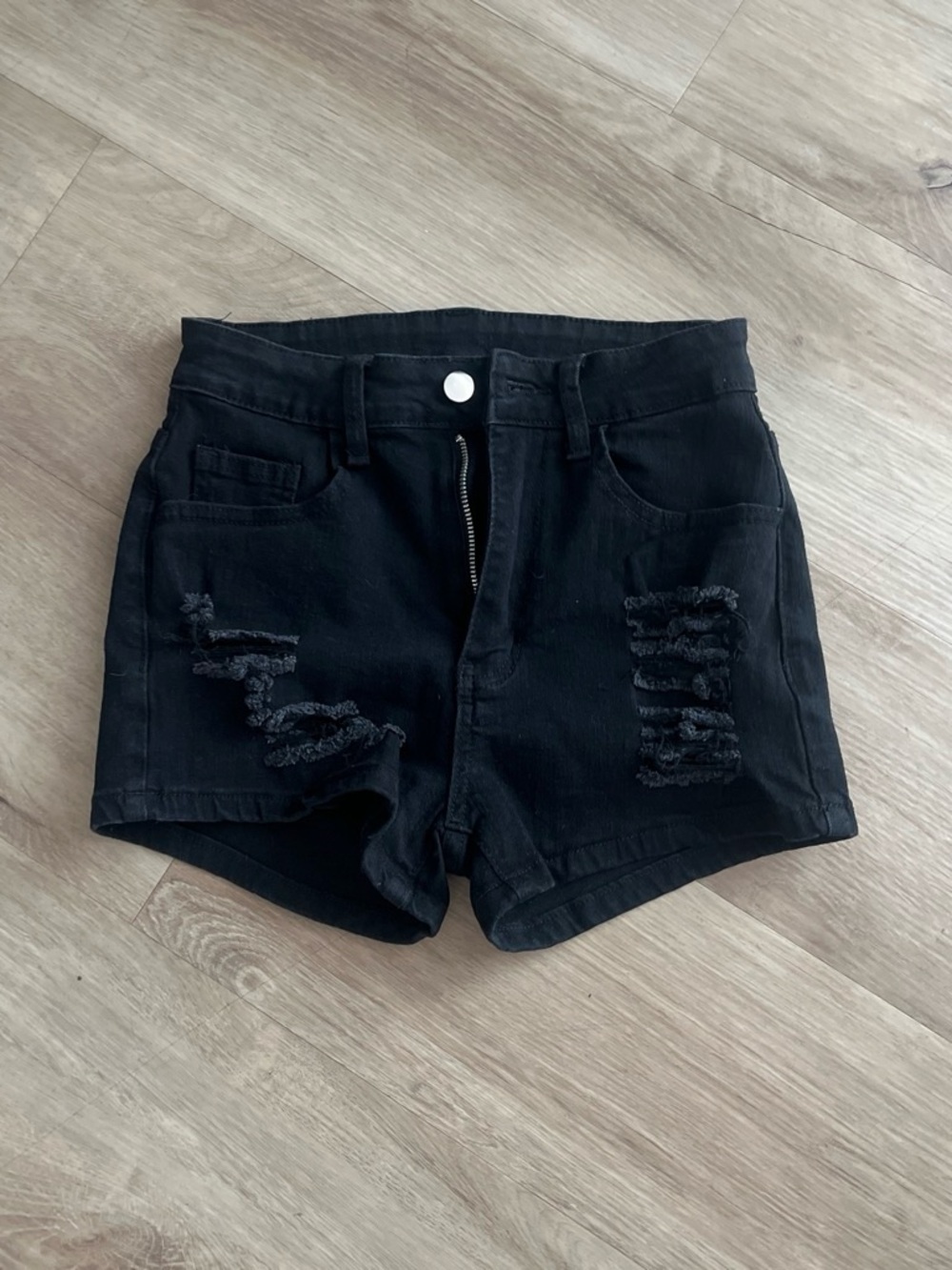Black Distressed High-Rise Women’s Shorts